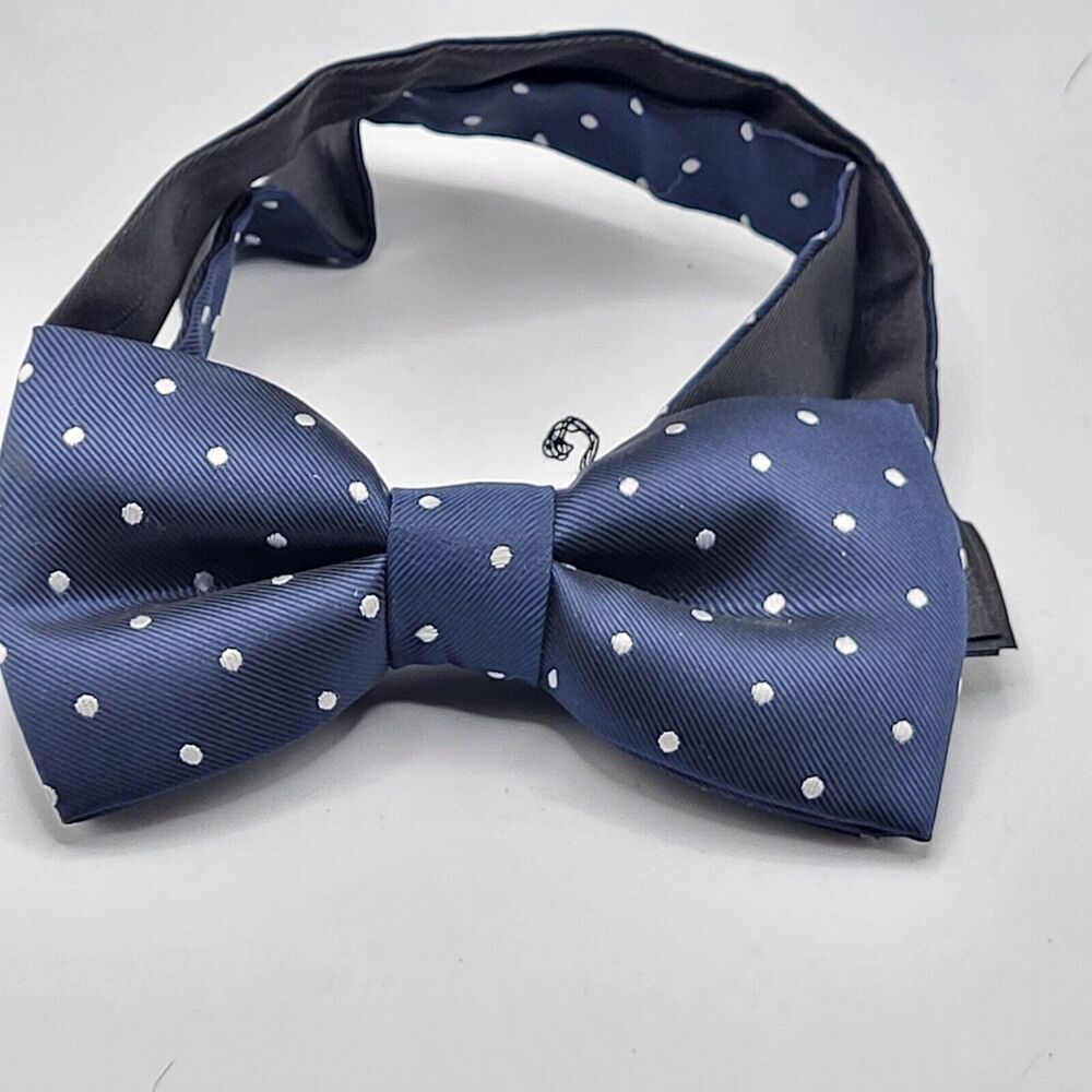 Navy Blue Polka Dot Bowtie Adjustable
